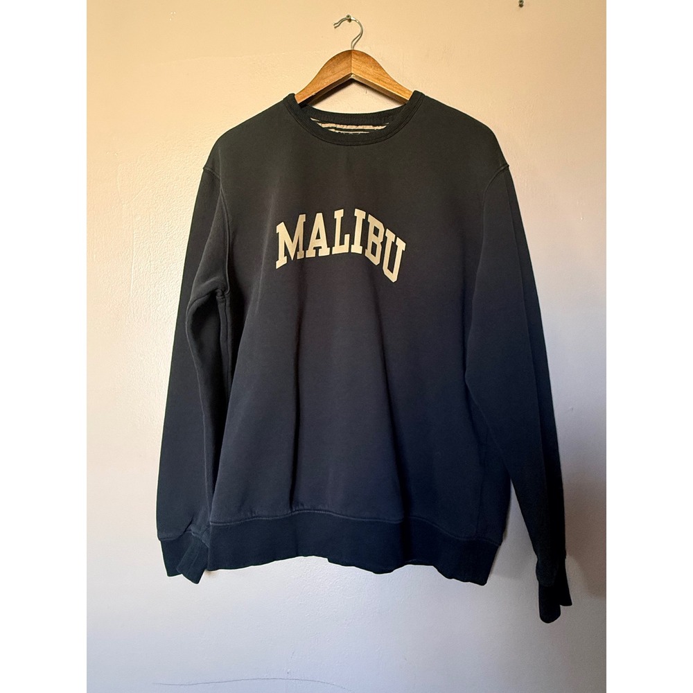 Denim & Flower Mens XL Black Malibu Graphic Sweatshirt Cotton Blend Crewneck
